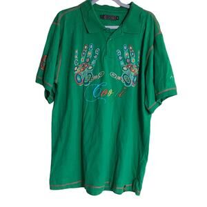 Coogie Vintage Men’s Polo Shirt Size XL Green Graphic Print Y2K EUC